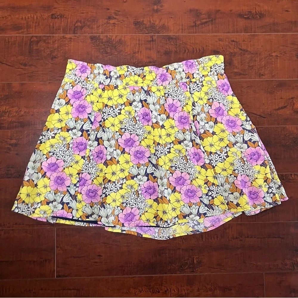 ANTHROPOLOGIE Leifnotes Floral Mini Skirt A-Line Bohemian Size 6